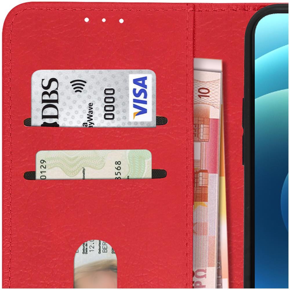 Custodia Iphone 12 / 12 Pro Portadocumenti Funzione Supporto Rosso - Foto 5