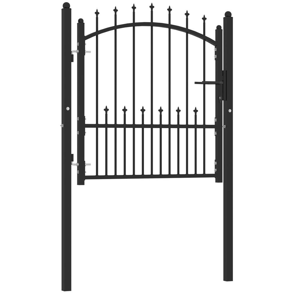 Cancello Per Recinzione Con Punte In Acciaio 100x100 Cm Nero - Foto 2