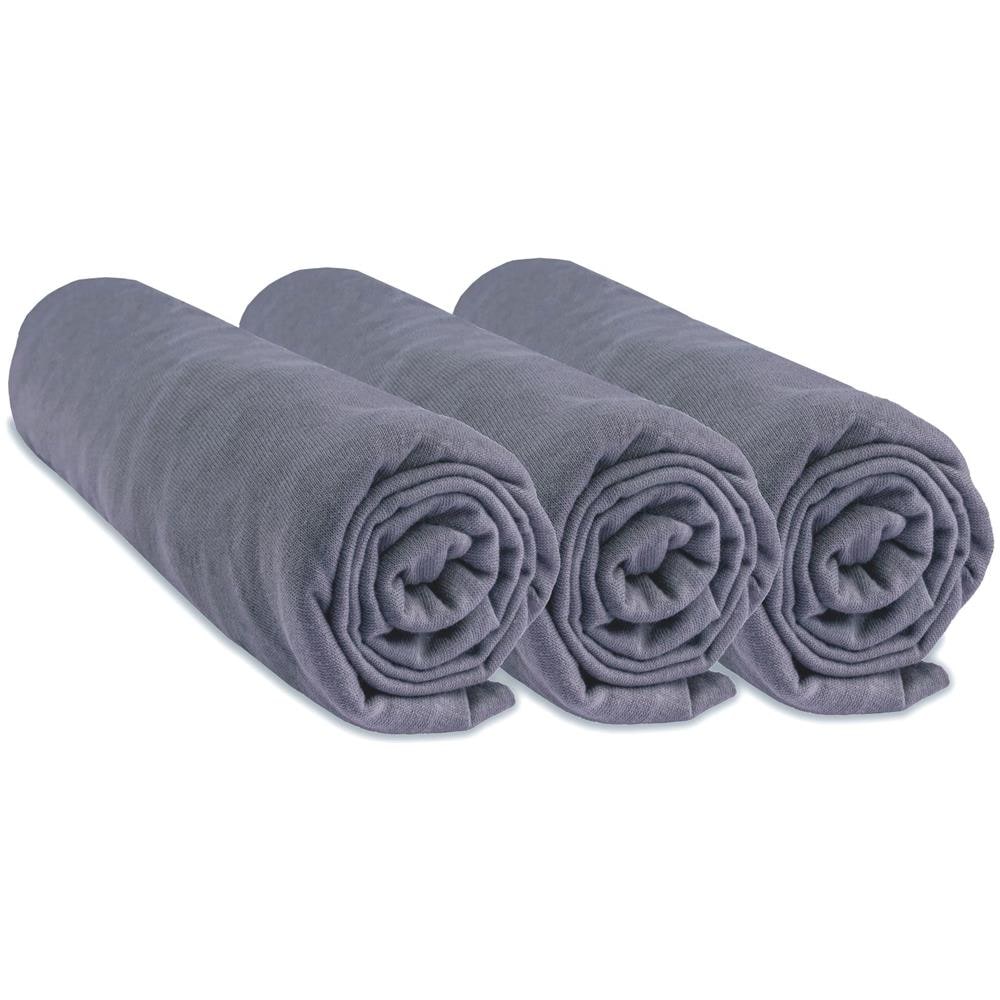 Set Di 3 Lenzuola Con Angoli In Jersey Di Cotone 100% - 60x120 Cm - Grigio - Foto 1