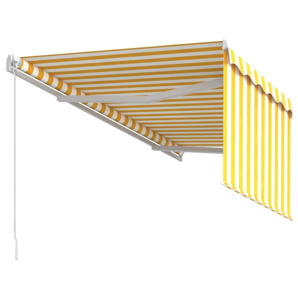 Tenda Sole Retrattile Manuale Parasole 3,5x2,5m Gialla E Bianca - Foto 3