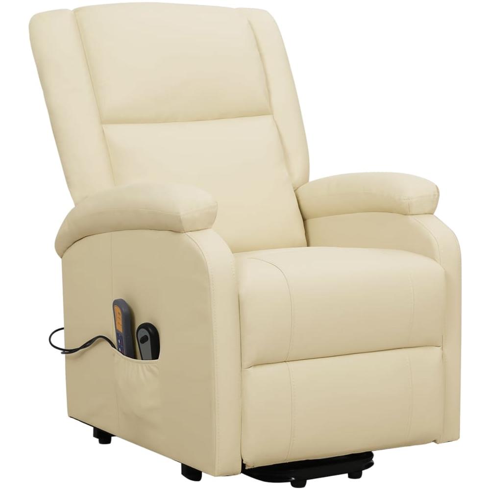 Poltrona Alzapersona Massaggiante Crema in Similpelle - Foto 3