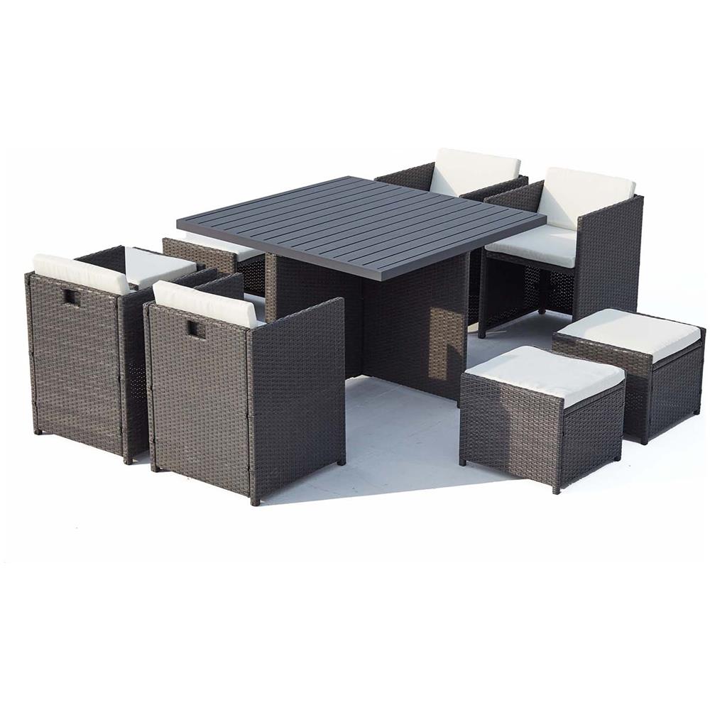 Salotto Da Giardino A Incasso 8 Posti Resina Intrecciata Grigio/bianco Sunset - Foto 1