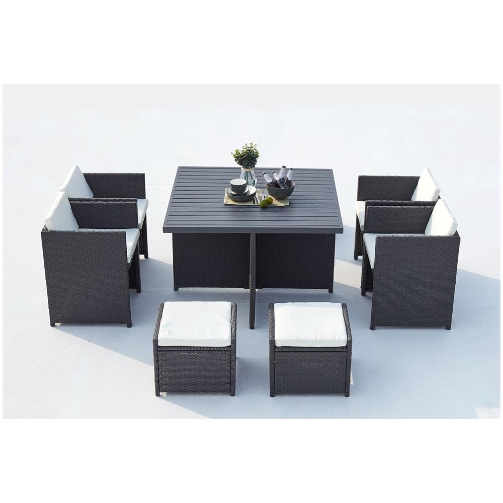 Salotto Da Giardino A Incasso 8 Posti Resina Intrecciata Grigio/bianco Sunset - Foto 2