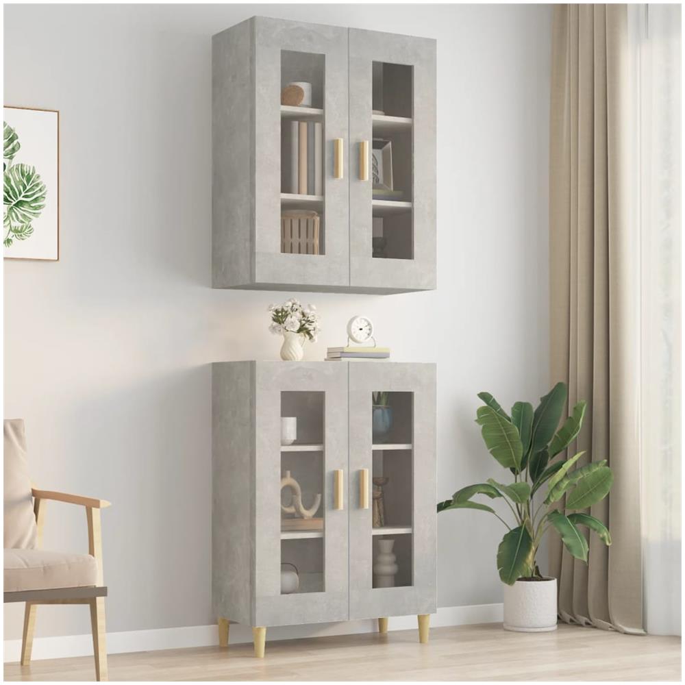 Armadietto Pensile A Parete Grigio Cemento 69,5x34x90 Cm - Foto 1