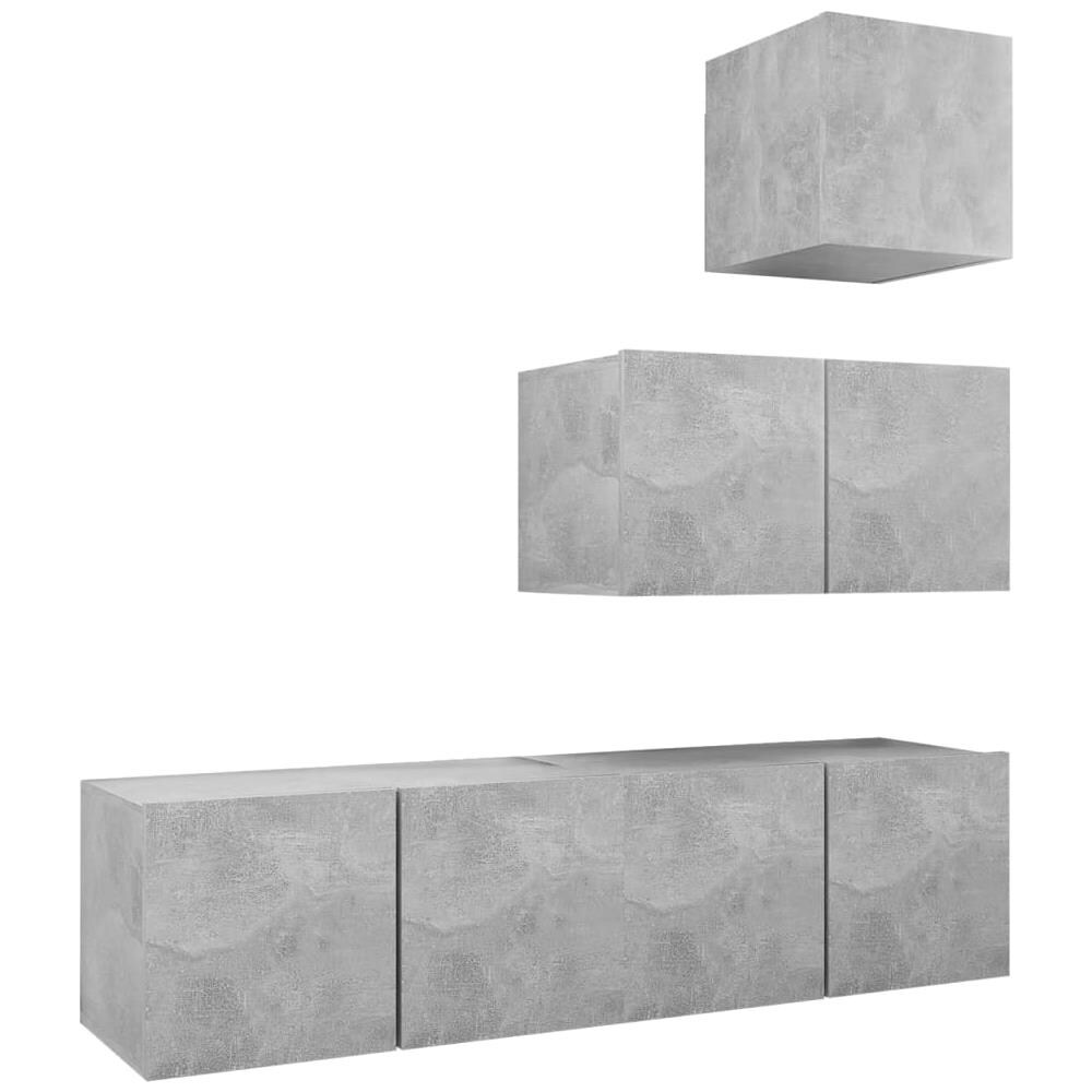 Set Porta Tv 4 Pz Grigio Cemento In Truciolato - Foto 2