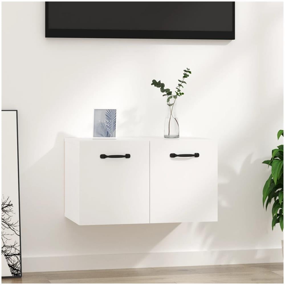 Armadietto A Muro Bianco Lucido 80x36x50 Cm Legno Multistrato - Foto 1