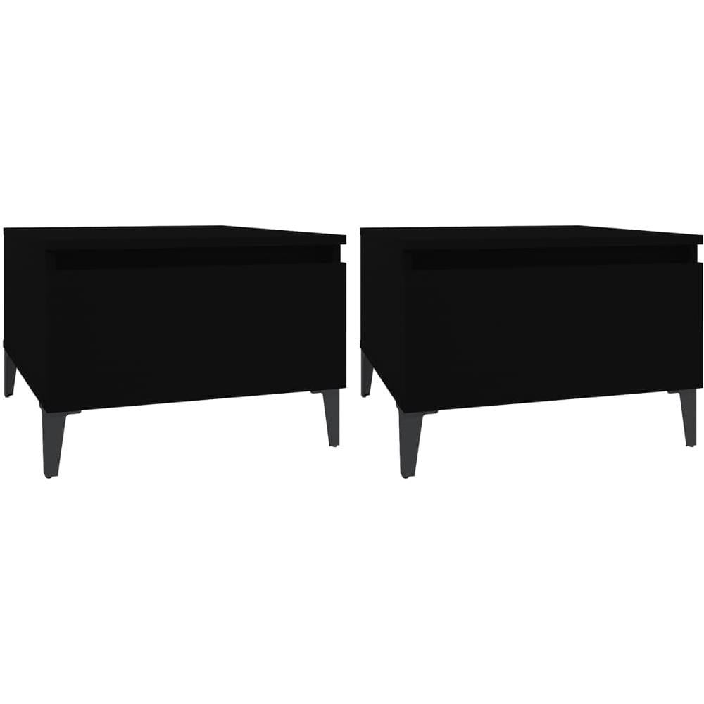 Tavolini 2pz Neri 50x46x35 Cm In Legno Multistrato - Foto 2