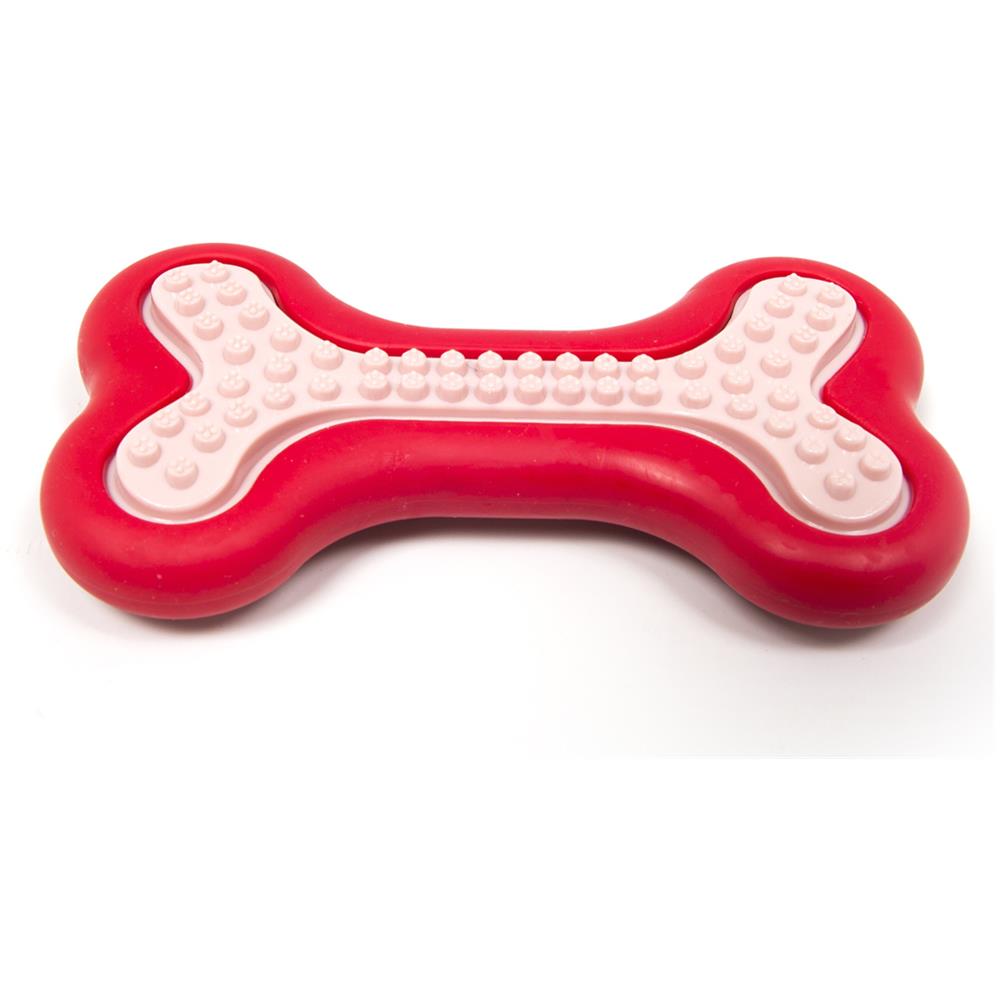 Gioco Pet Resistente Per Animali Domestici Con Effetti Sonori Modello Osso Rosso Set 2 Pezzi Rosso - Foto 1