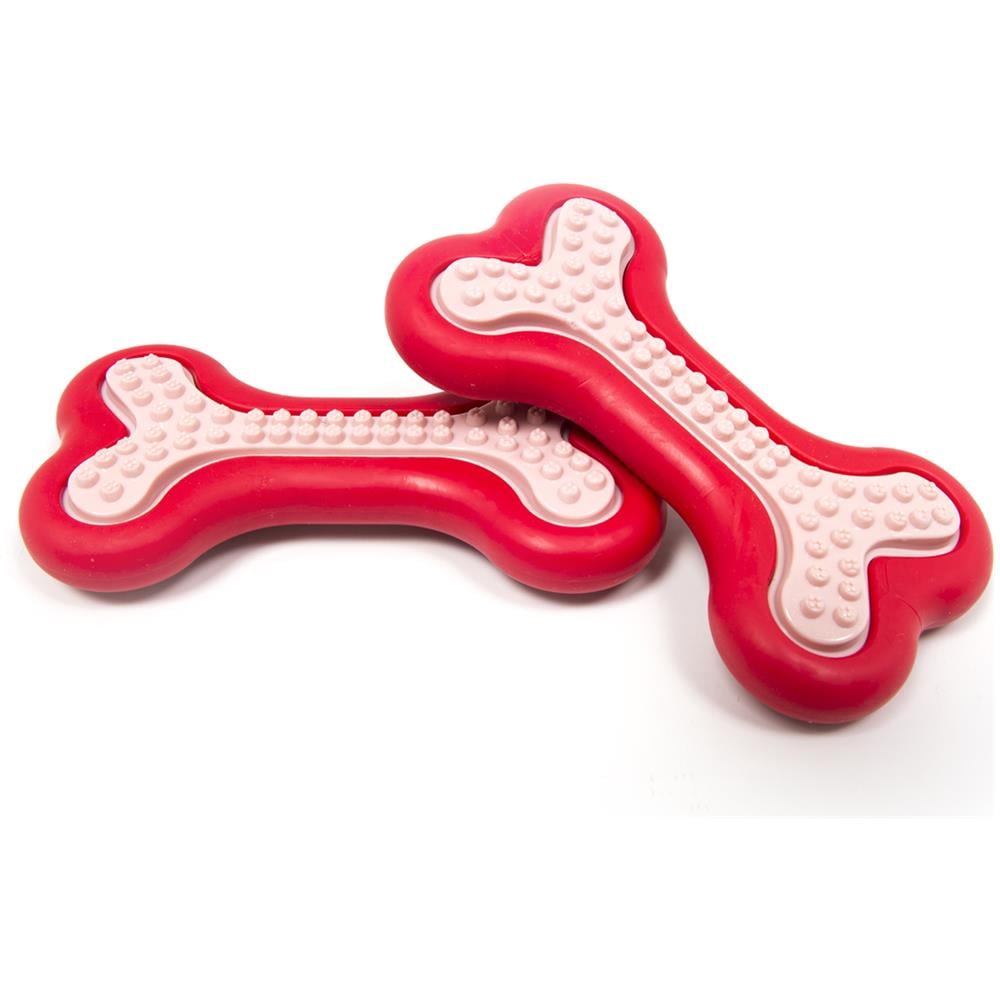 Gioco Pet Resistente Per Animali Domestici Con Effetti Sonori Modello Osso Rosso Set 2 Pezzi Rosso - Foto 2
