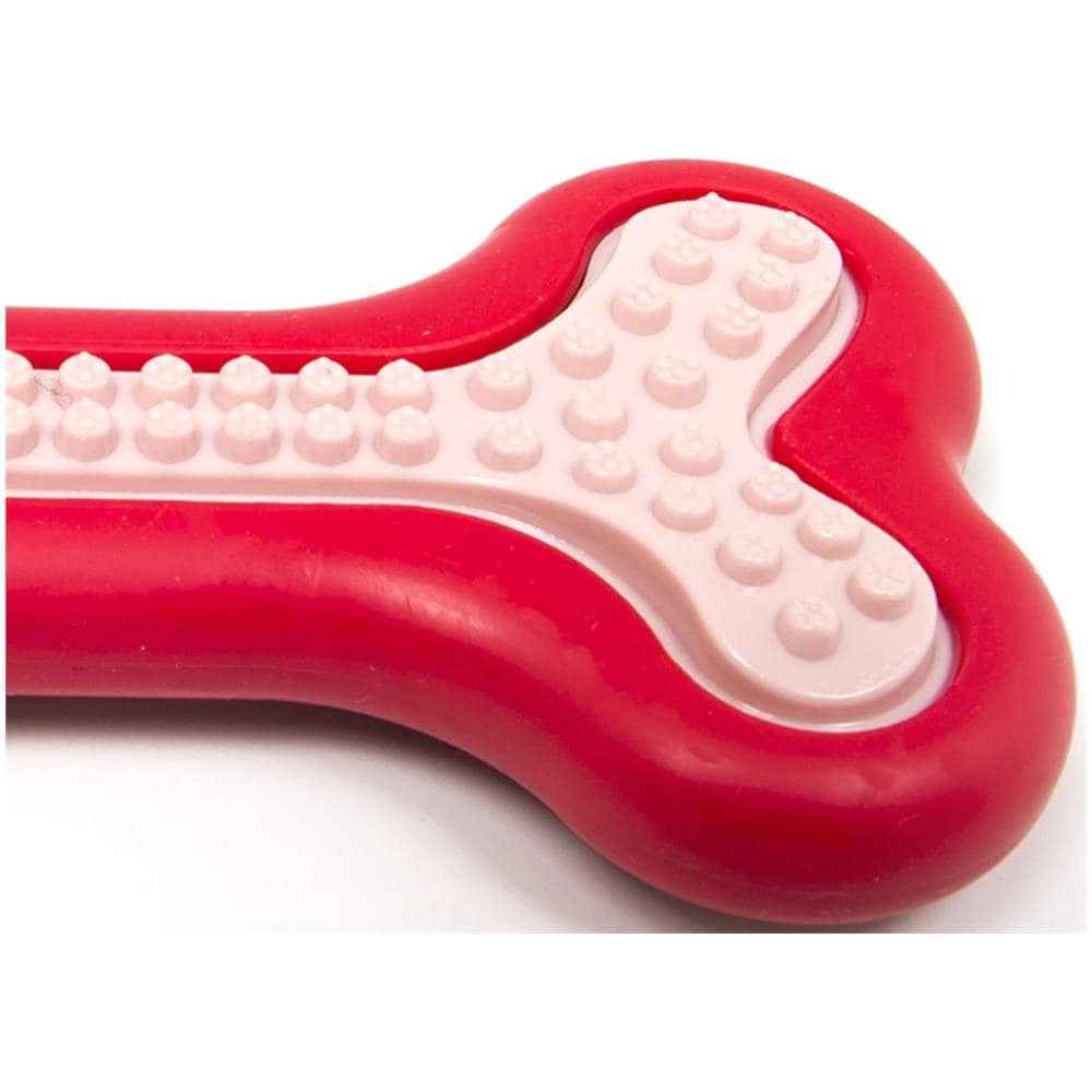 Gioco Pet Resistente Per Animali Domestici Con Effetti Sonori Modello Osso Rosso Set 2 Pezzi Rosso - Foto 4