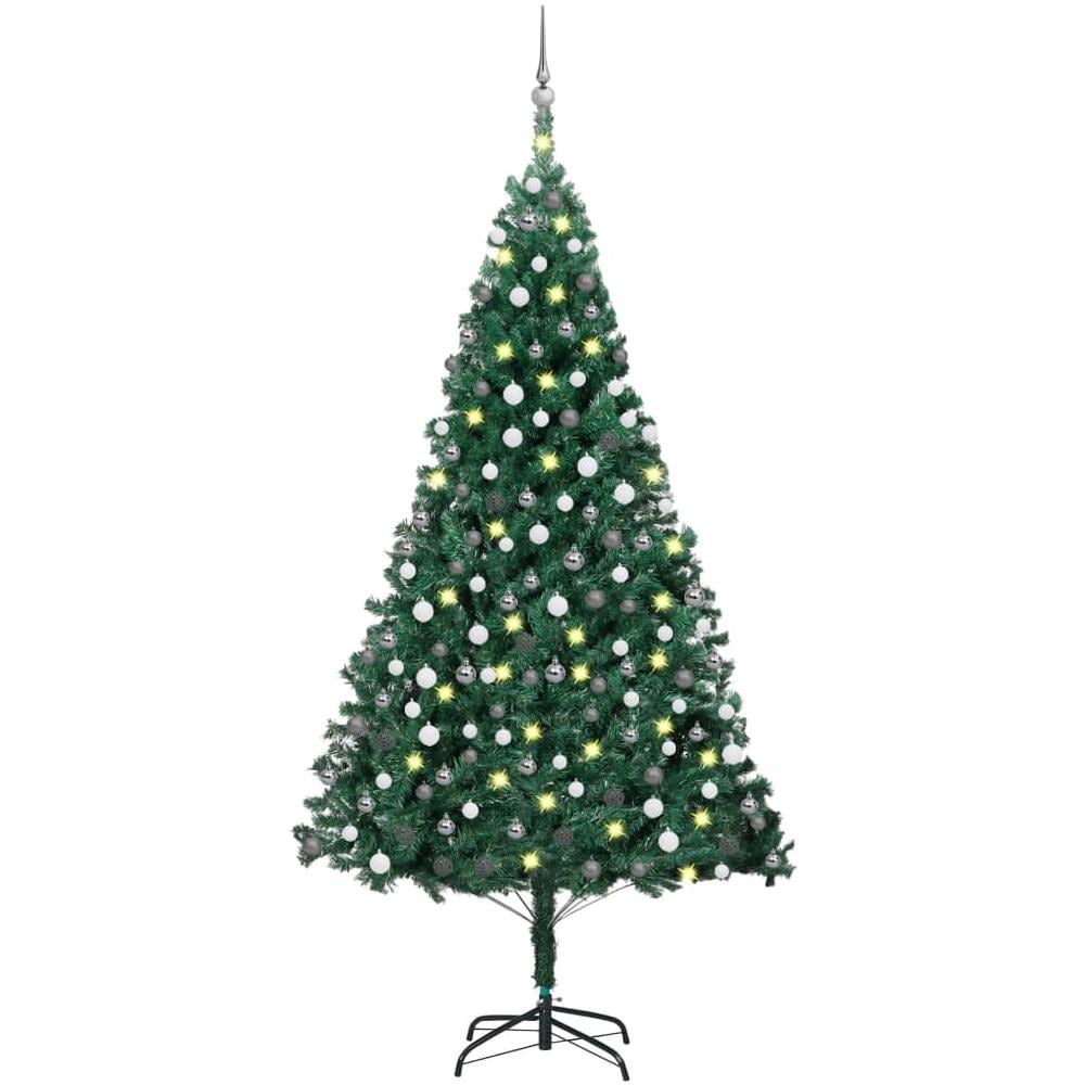Albero Di Natale Preilluminato Con Palline Verde 240 Cm Pvc - Foto 1