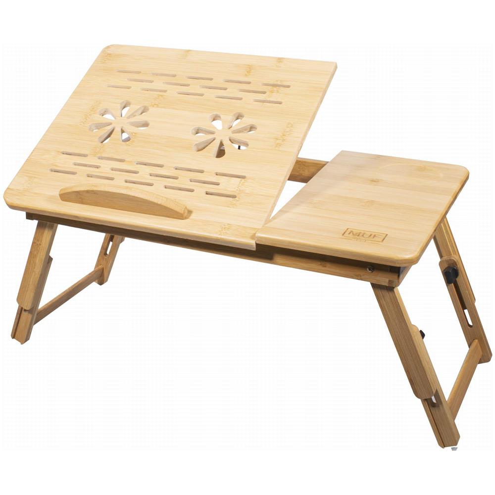 TAVOLO PER COMPUTER PORTATILE IN BAMBÙ Pieghevole Regolabile in Legno di Bambù - Foto 1