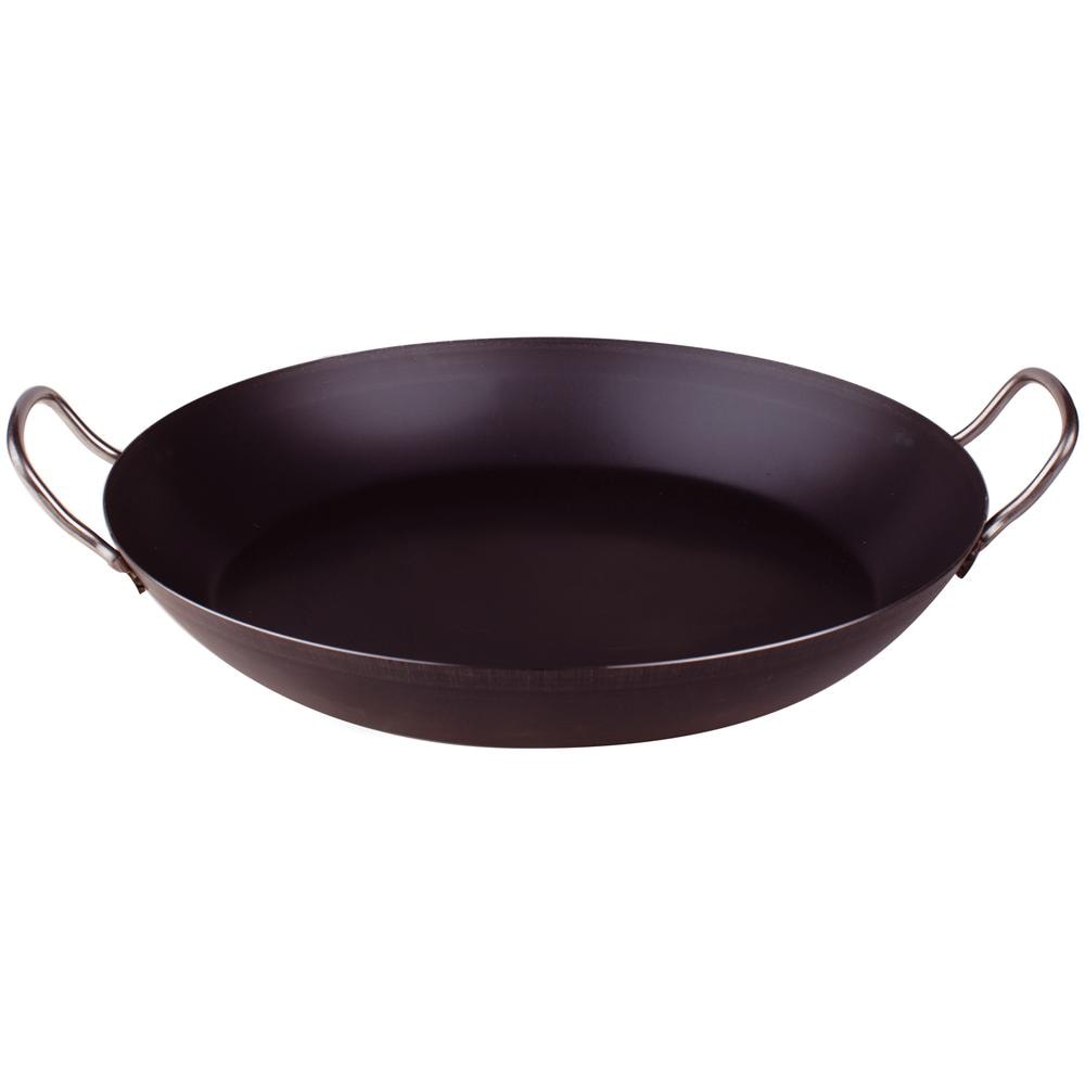 Tegame Per Paella In Ferro Con Due Maniglie Inox - Diametro Cm 36 - Altezza Cm 5,5-capacità Lt 5 - Foto 1