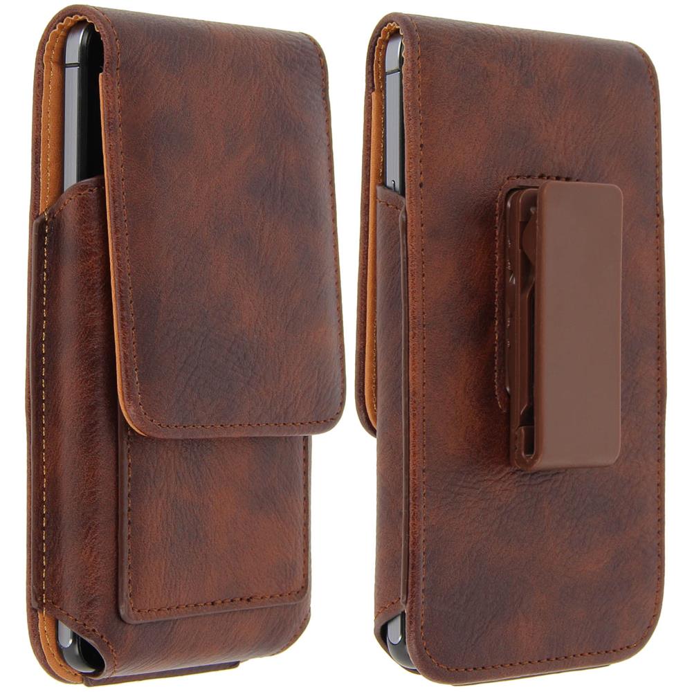 Custodia Cintura Flip Verticale In Similpelle Per Smartphone Taglia Xxl Marrone - Foto 2