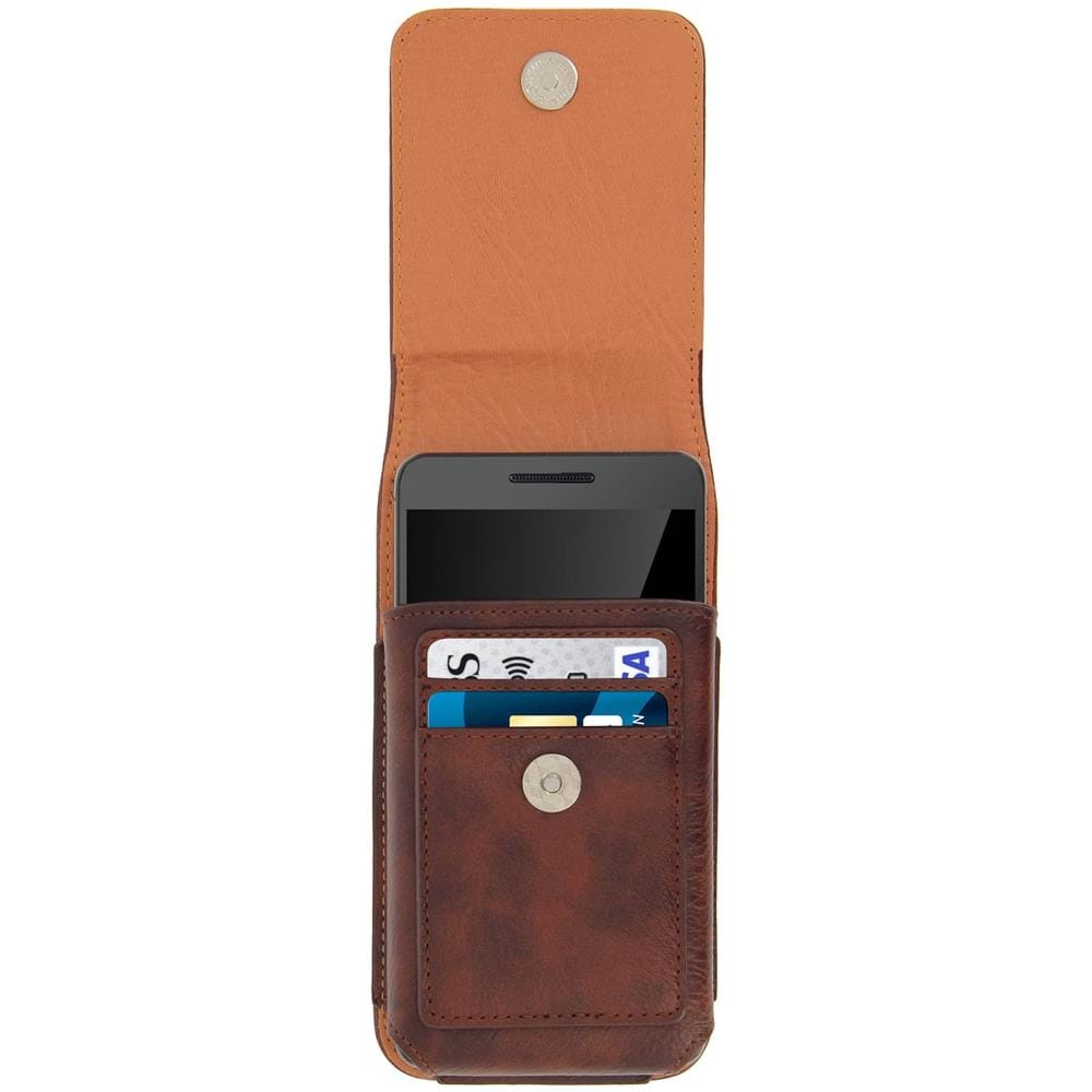 Custodia Cintura Flip Verticale In Similpelle Per Smartphone Taglia Xxl Marrone - Foto 10
