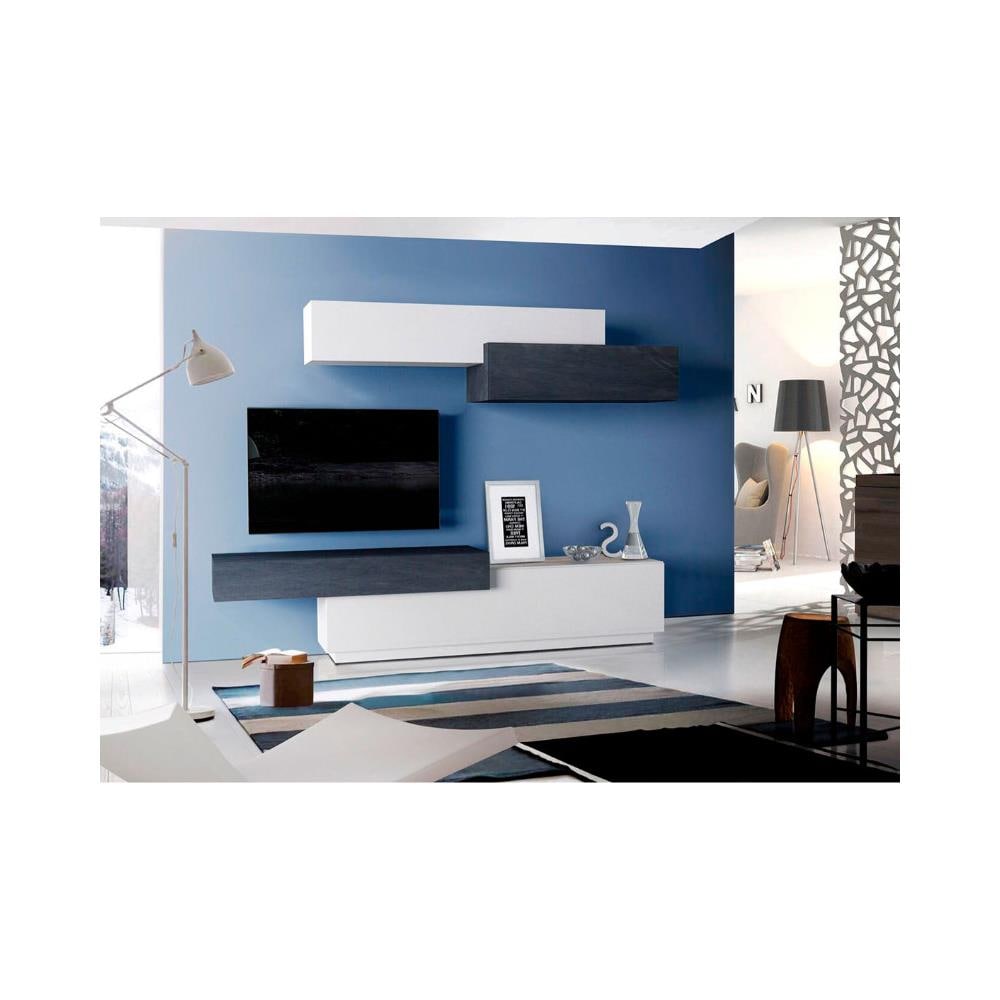 Web convenienza cubo parete attrezzata porta tv bianco e ardesia ... Parete tv attrezzata