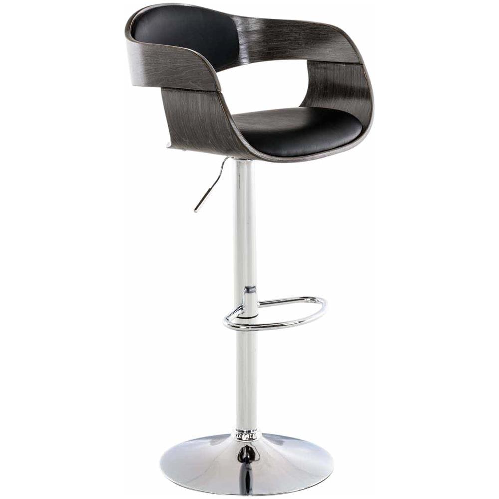 Sgabello rétro Kingston con Braccioli - Sgabello Bar Girevole 360° in Similpelle e Legno I Sgabello Alto Bancone Regolabile 63-77cm Nero / Grigio - Foto 1