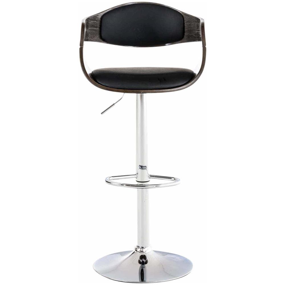 Sgabello rétro Kingston con Braccioli - Sgabello Bar Girevole 360° in Similpelle e Legno I Sgabello Alto Bancone Regolabile 63-77cm Nero / Grigio - Foto 2