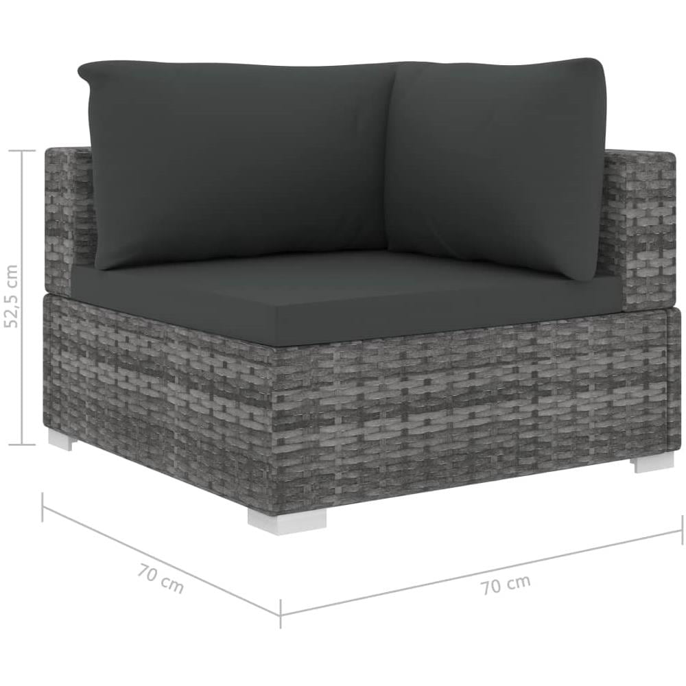 Set Divani da Giardino 4 pz con Cuscini in Polyrattan Grigio - Foto 2