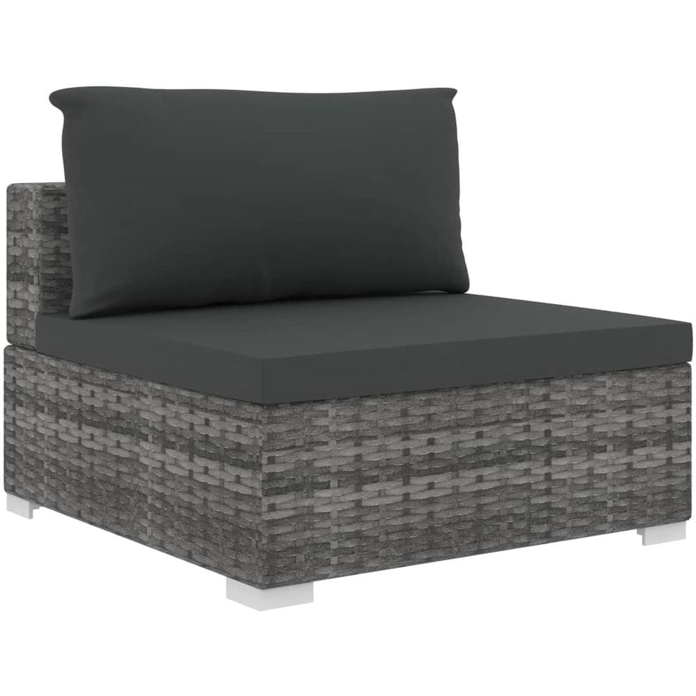 Set Divani da Giardino 4 pz con Cuscini in Polyrattan Grigio - Foto 10