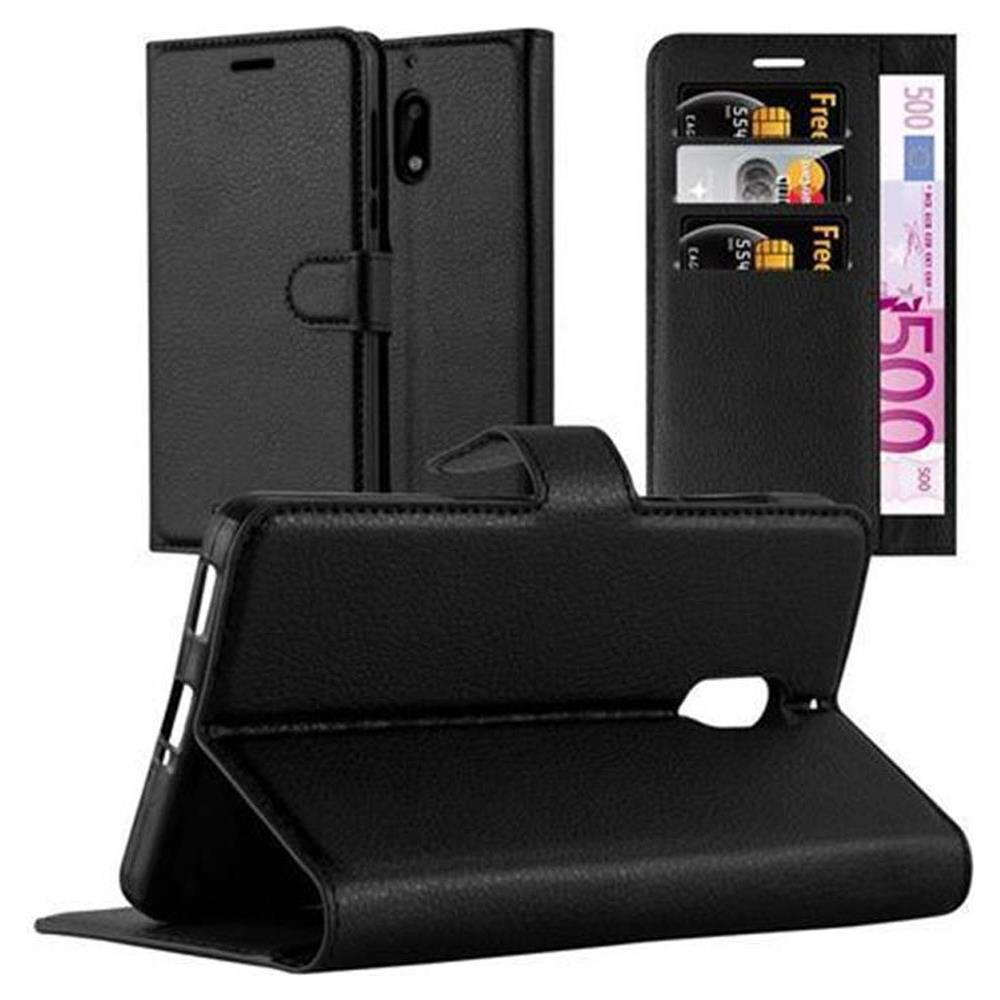 Custodia Compatibile Con Nokia 6 In Nero Carbone - Coperchio Protettiva Con Chiusura Magnetica, Funzione Stand E Tasca Per Le Carte - Foto 1