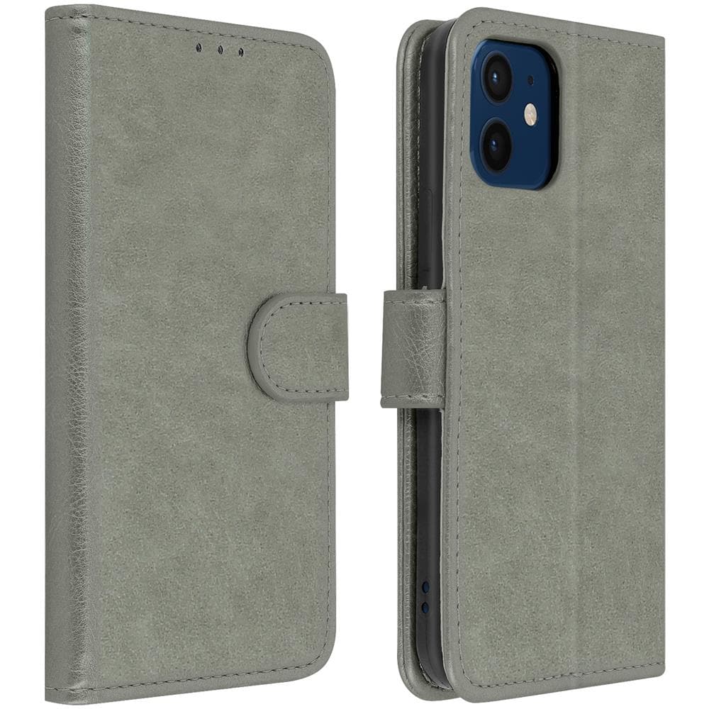 Custodia Per Apple Iphone 12 Copertina Portacarte Funzione Supporto Grigia - Foto 1