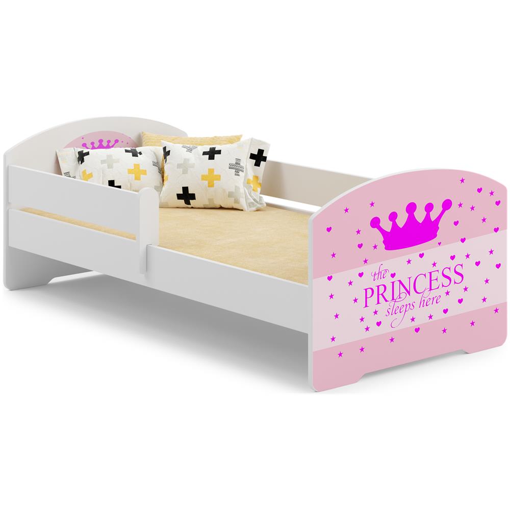Luk 140x70 Letto Per Bambino Con Ringhiera + Materasso E Giroletto Sleeping Princess Pink - Foto 1