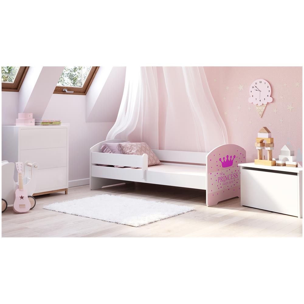 Luk 140x70 Letto Per Bambino Con Ringhiera + Materasso E Giroletto Sleeping Princess Pink - Foto 2