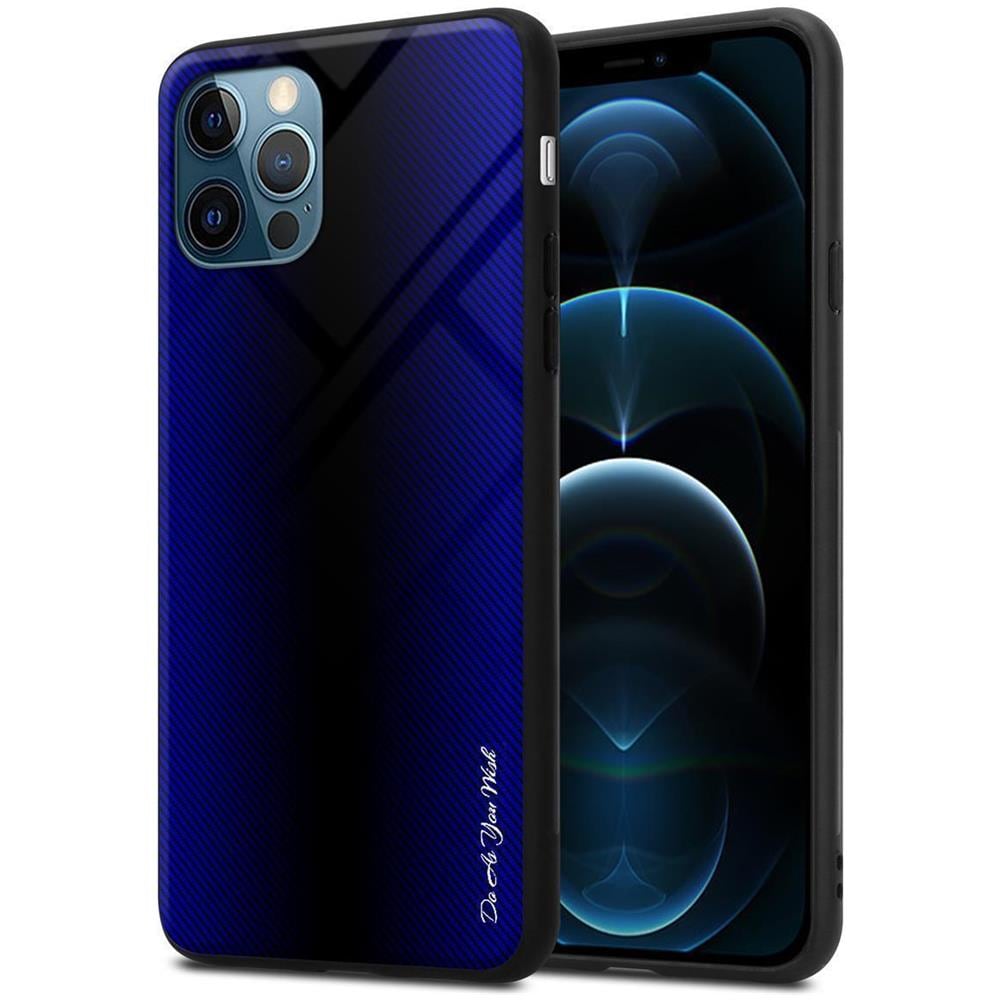 Custodia Compatibile Con Apple Iphone 13 Mini - Ottica A Strisce In Cobalto Viola - Coperchio Protettivo In Vetro Temperato E Silicone Tpu - Foto 1