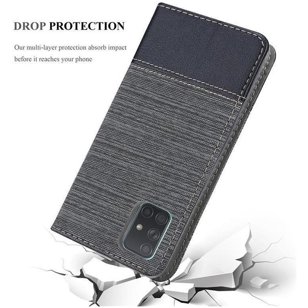 Custodia Compatibile Con Samsung Galaxy A71 5g In Grigio Nero - Coperchio Protettiva Con Chiusura Magnetica, Funzione Stand E Tasca Per Le Carte - Foto 8