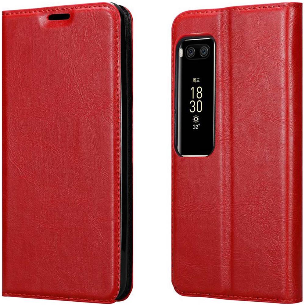Custodia Compatibile Con Meizu Pro 7 In Rosso Mela - Coperchio Protettiva Con Chiusura Magnetica, Funzione Stand E Tasca Per Le Carte - Foto 8