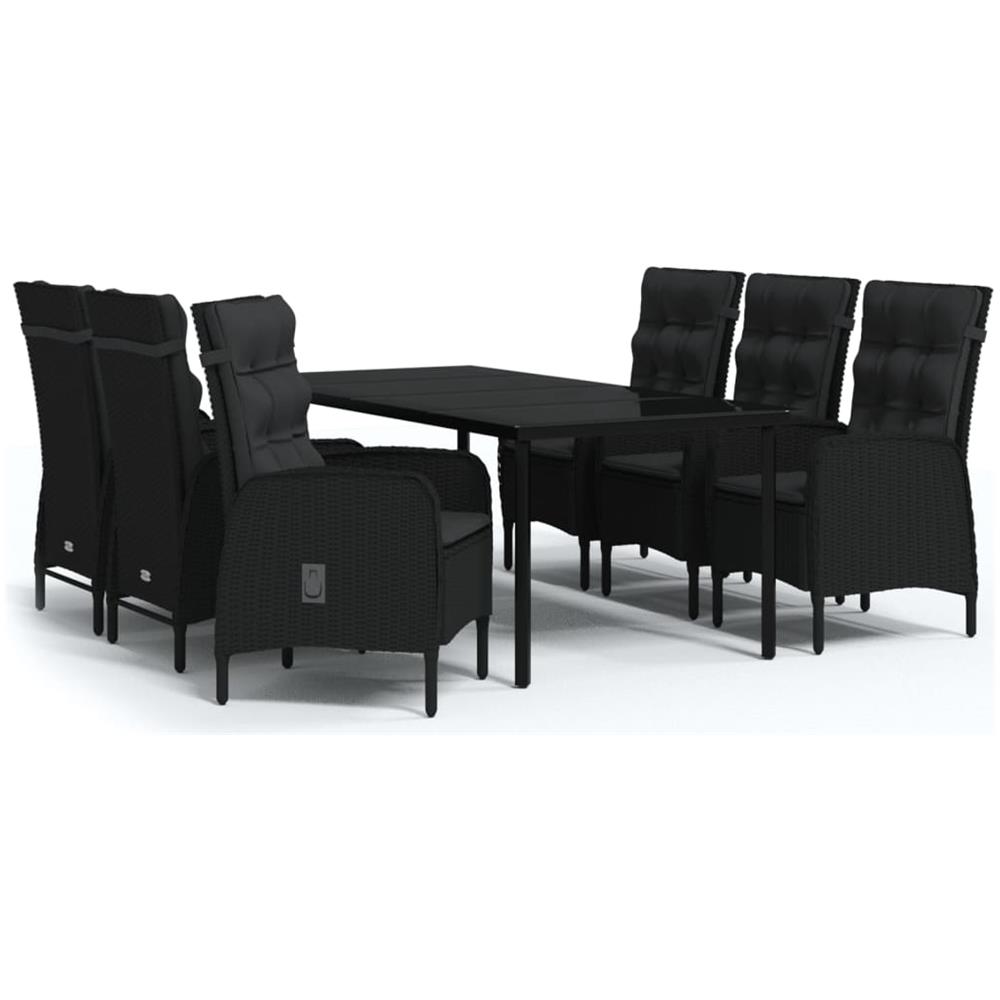 Set Da Pranzo Per Giardino 7 Pz Con Cuscini Nero - Foto 2