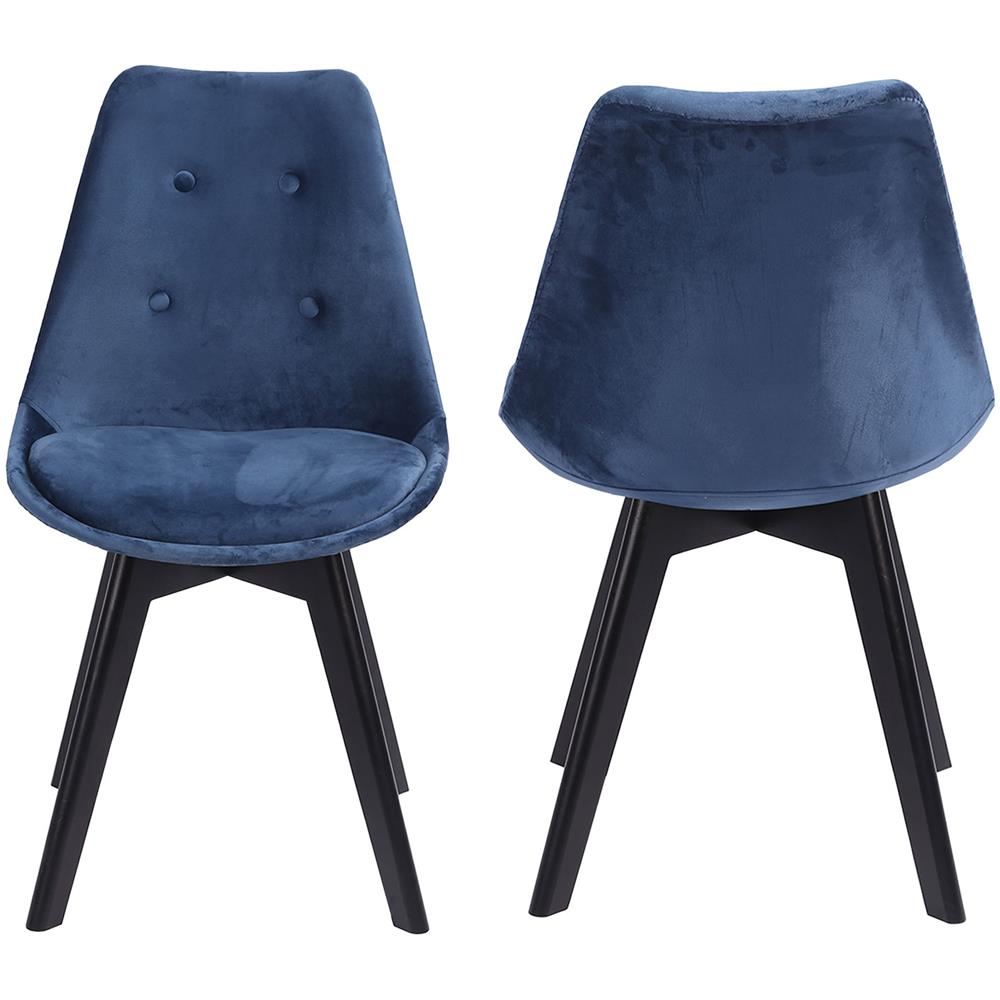 Set Di 2 Sedie Nora In Velluto Blu Con Cuscino - Foto 2