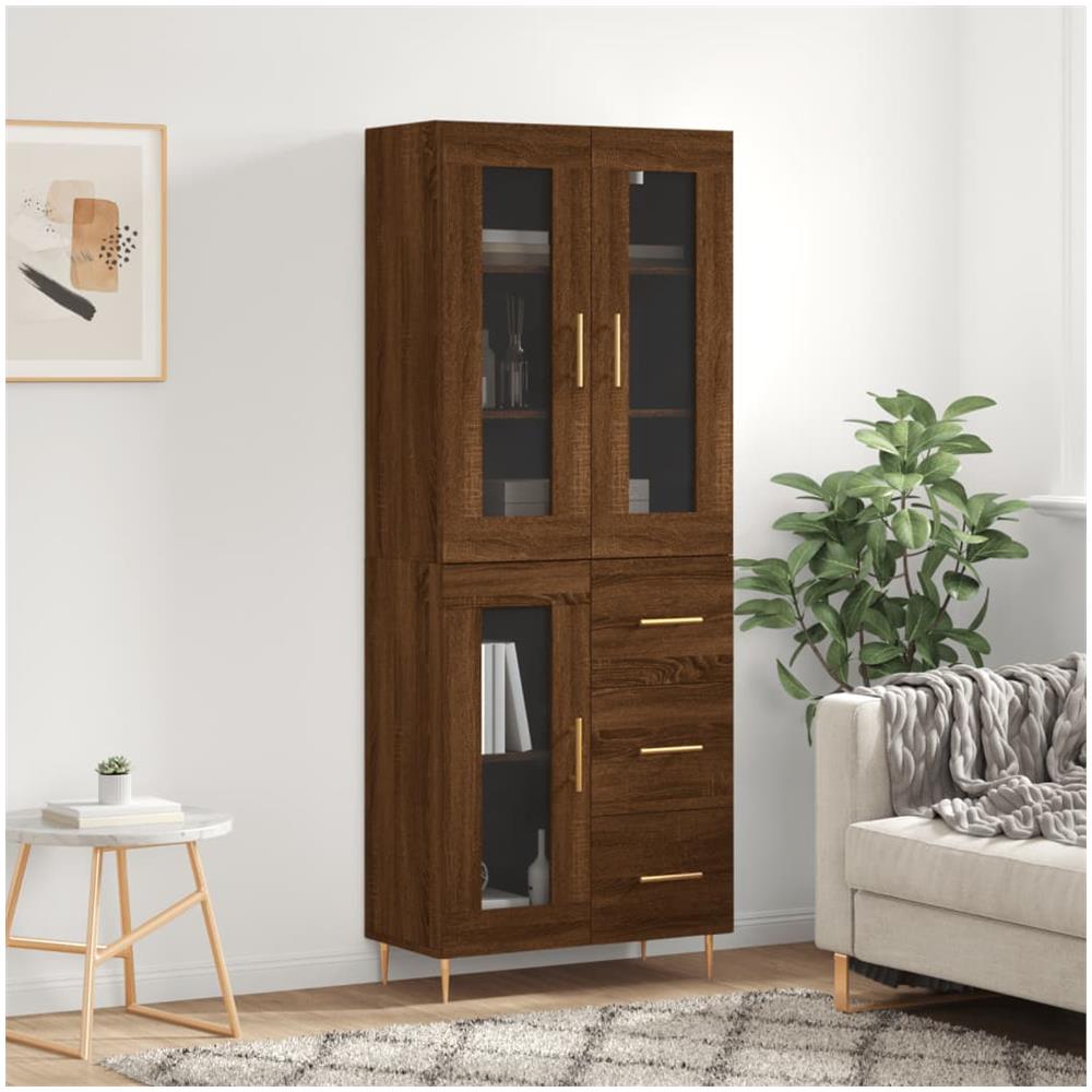 Credenza In Legno Multistrato Rovere Marrone 100x35x70 Cm - Con Piedini Regolabili, Montaggio Richiesto
