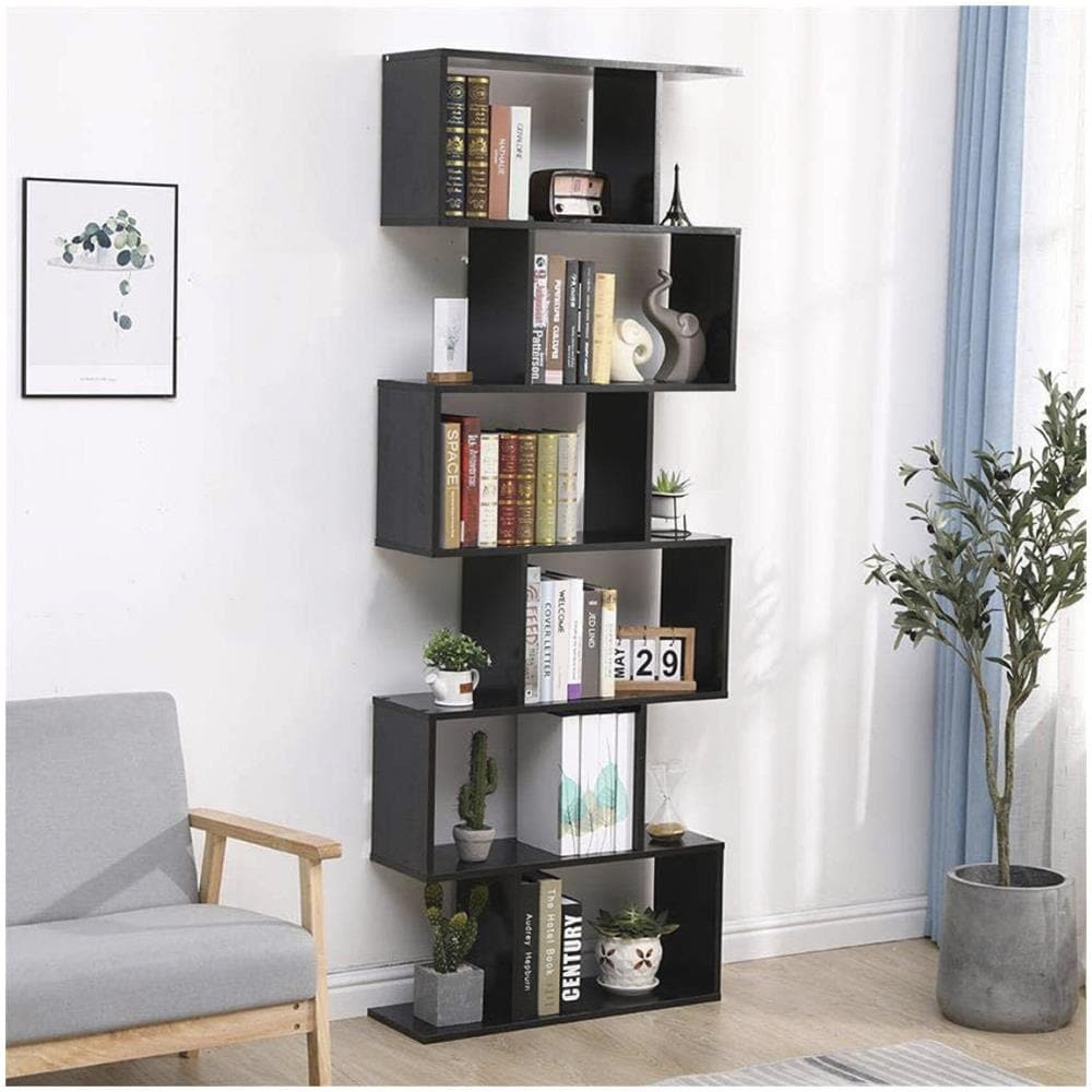 Libreria Lucio, Mobile Con Ripiani, Biblioteca Da Ufficio, 100% Made In Italy, Cm 80x25h192, Ardesia - Foto 1