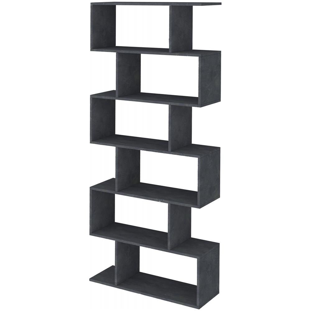 Libreria Lucio, Mobile Con Ripiani, Biblioteca Da Ufficio, 100% Made In Italy, Cm 80x25h192, Ardesia - Foto 2