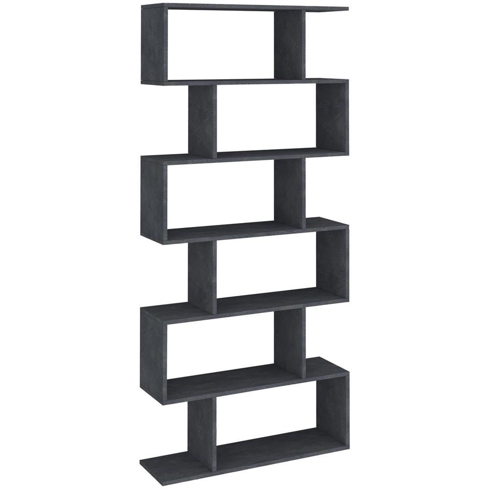 Libreria Lucio, Mobile Con Ripiani, Biblioteca Da Ufficio, 100% Made In Italy, Cm 80x25h192, Ardesia - Foto 4