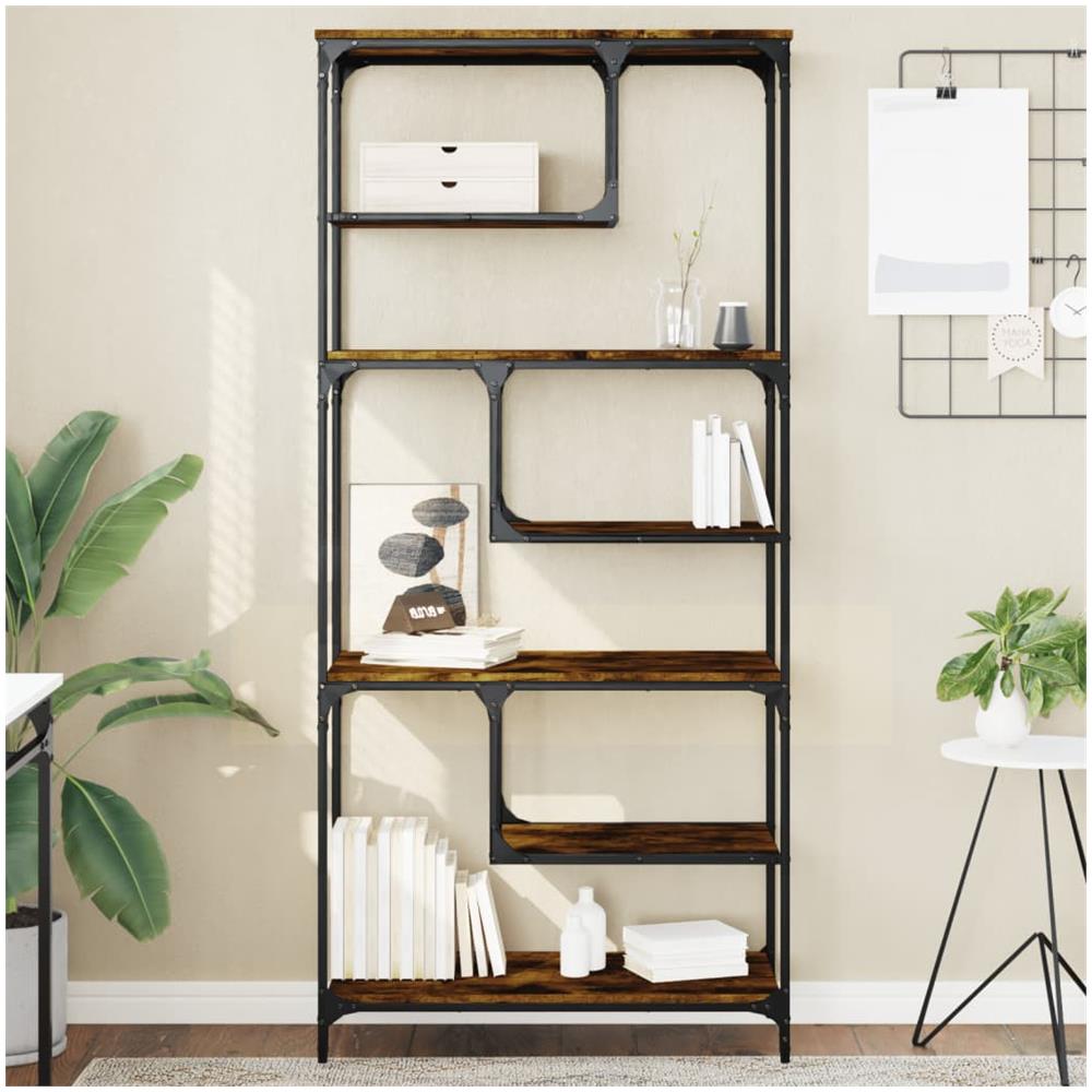 Libreria Rovere Fumo 81x36x176 Cm In Legno Multistrato - Foto 1
