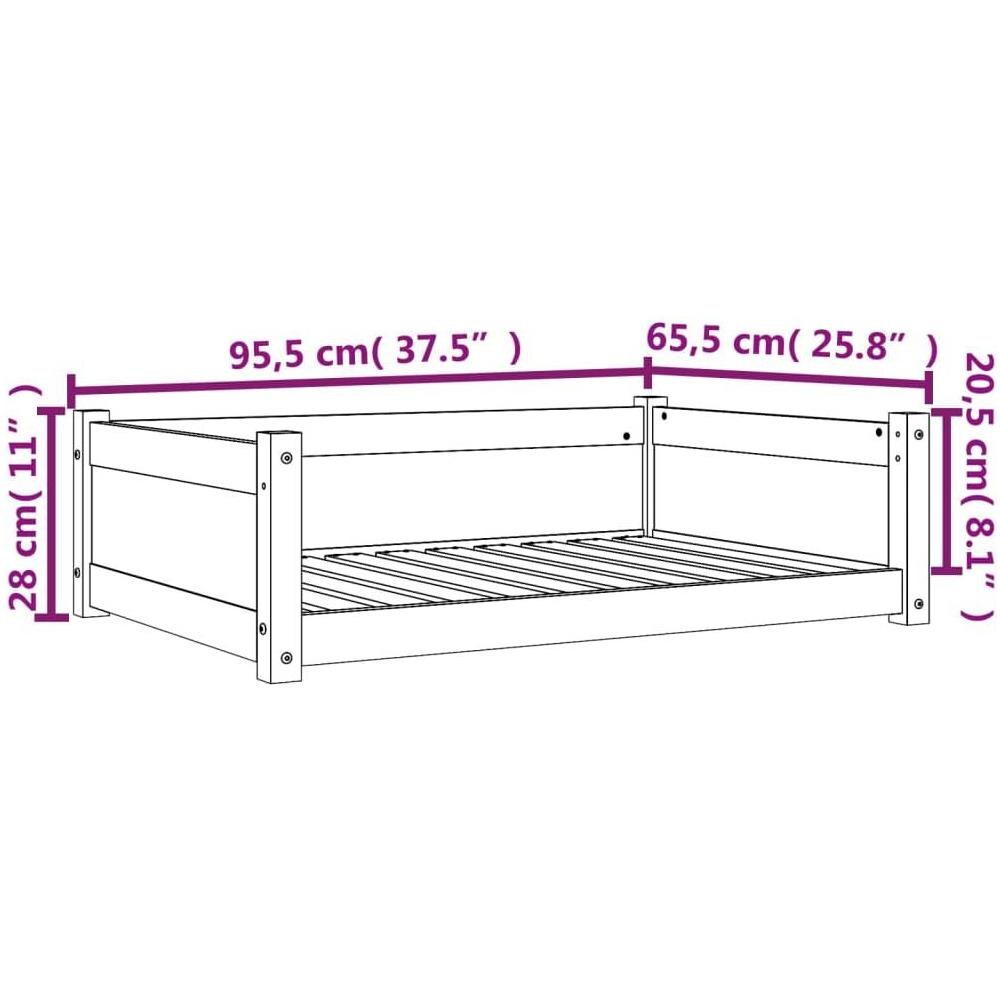 Cuccia per Cani Marrone Cera 95,5x65,5x28cm Legno Massello Pino - Foto 10