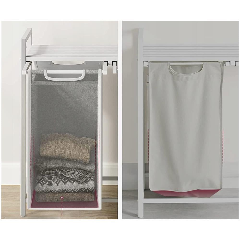 Mobile portabiancheria a 2 scomparti bianco 92L per bagni - Foto 6