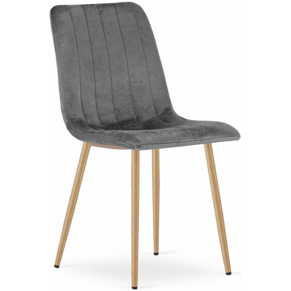 Sedia JEWA - Velluto grigio scuro con gambe in legno x 4 - Foto 2