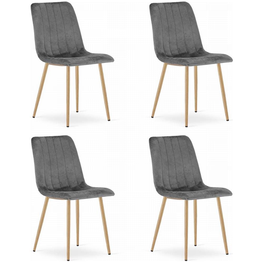 Sedia JEWA - Velluto grigio scuro con gambe in legno x 4 - Foto 1