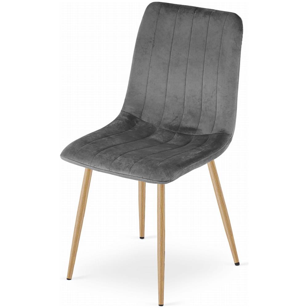 Sedia JEWA - Velluto grigio scuro con gambe in legno x 4 - Foto 8