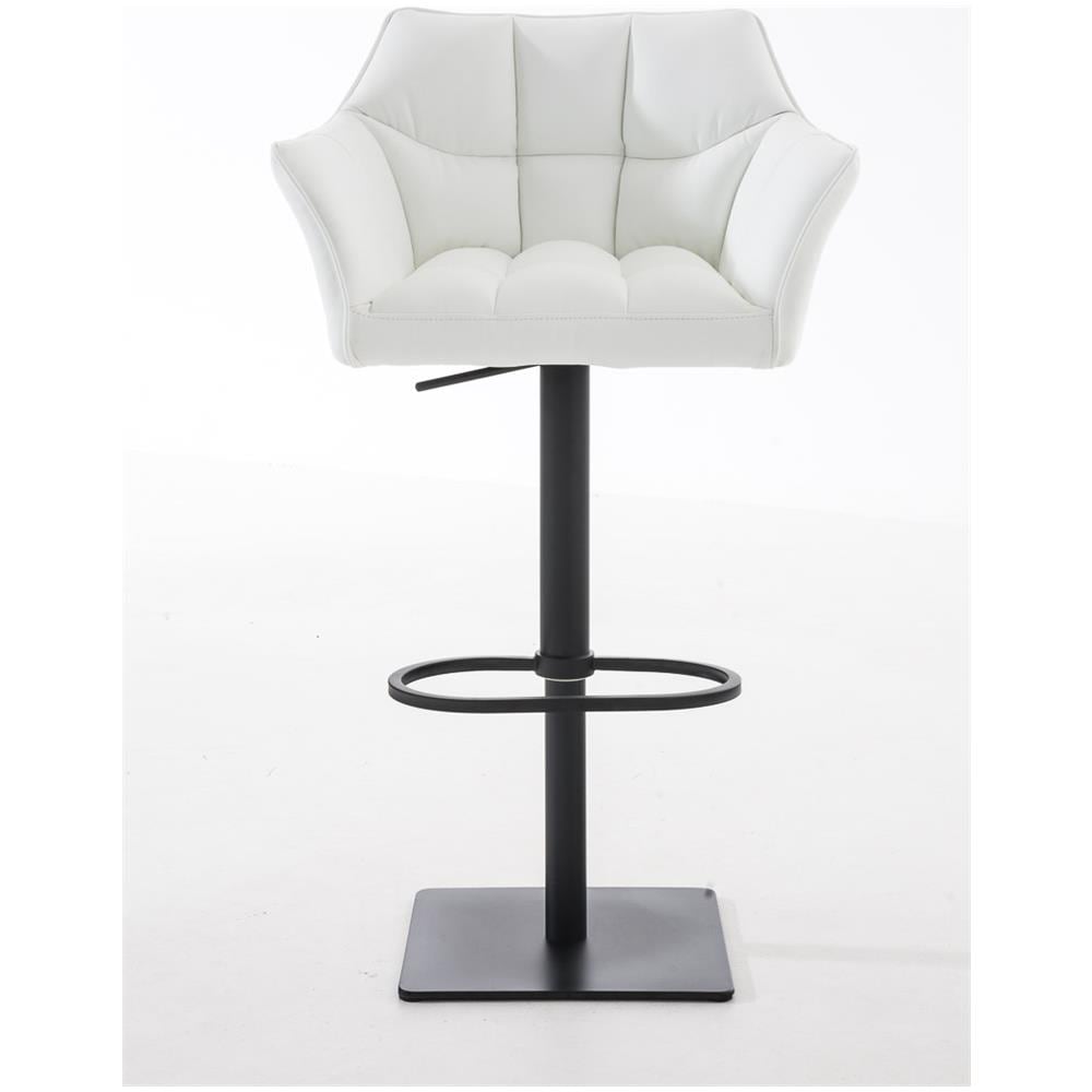 Sgabello Alto Regolabile Damaso in Similpelle I Sgabello Bancone con Braccioli E Schienale Imbottiti E Poggiapiedi, H 58-83 CM Bianco Nero - Foto 2