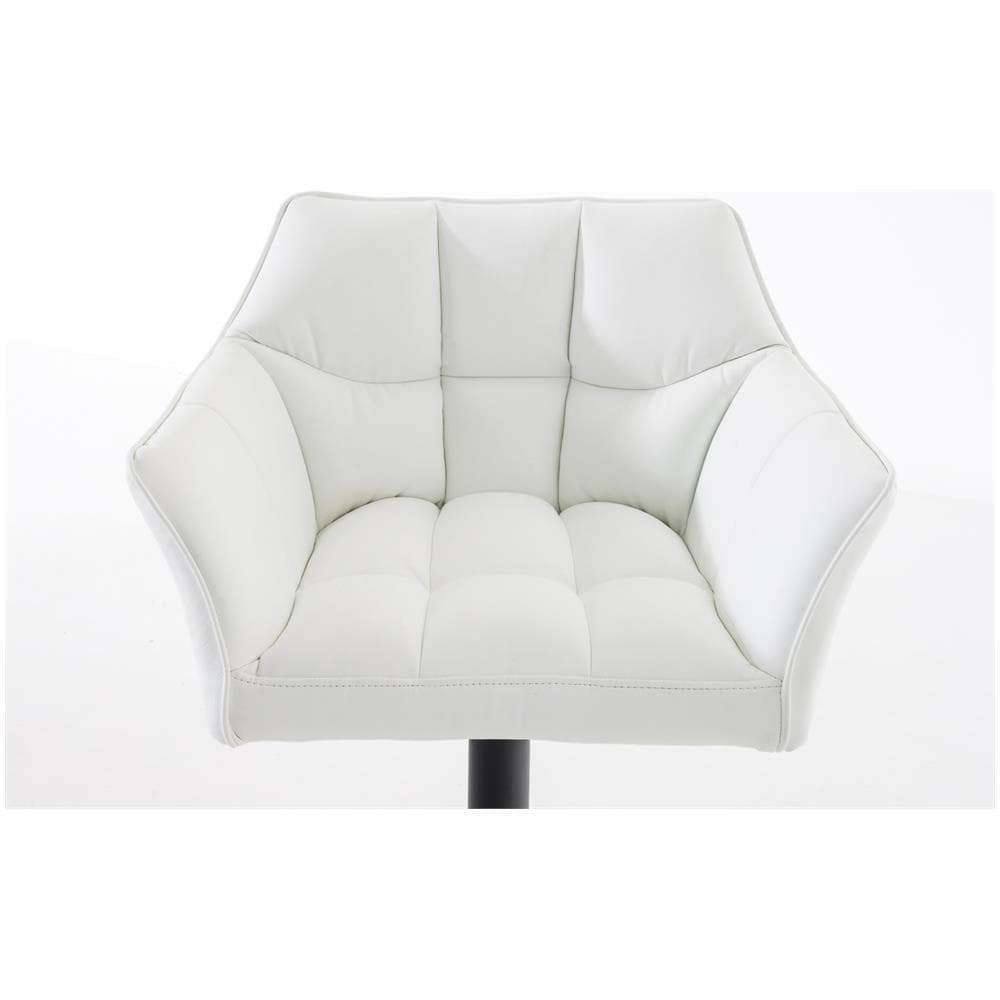 Sgabello Alto Regolabile Damaso in Similpelle I Sgabello Bancone con Braccioli E Schienale Imbottiti E Poggiapiedi, H 58-83 CM Bianco Nero - Foto 5
