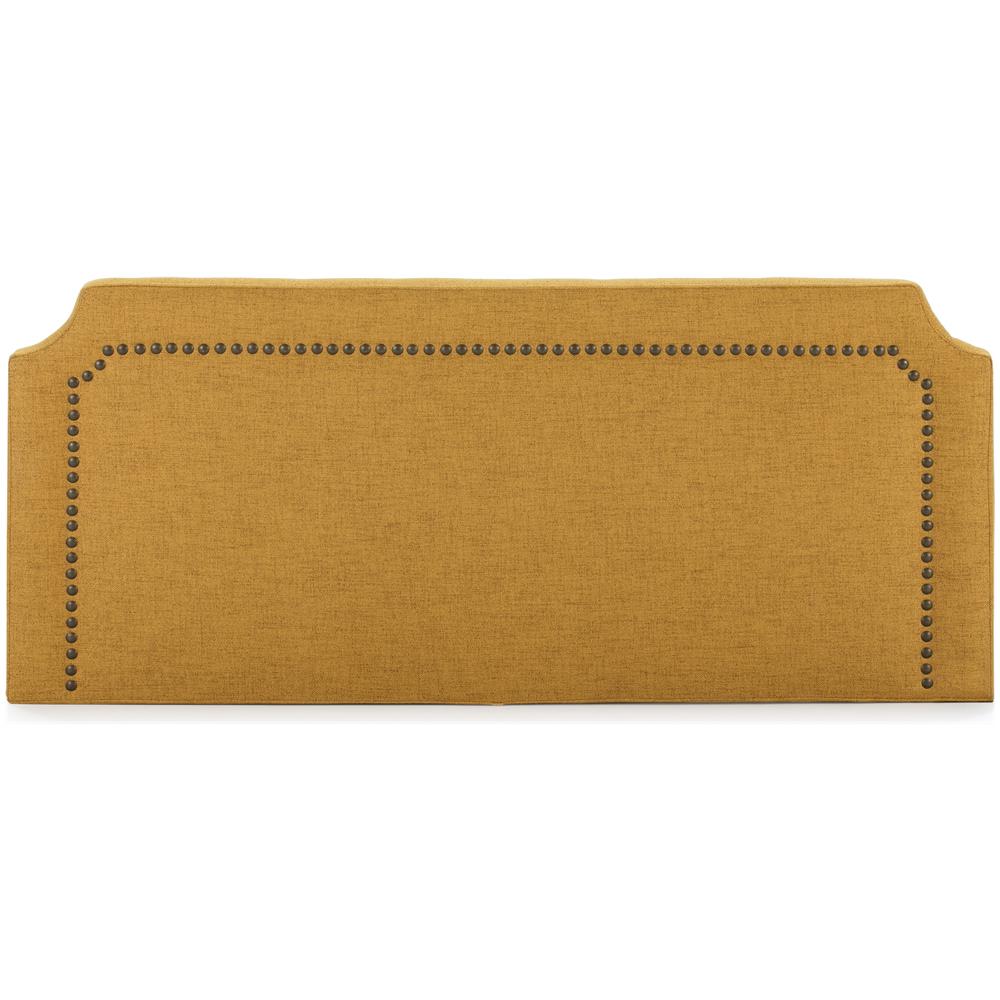 Testata Imbottita Leonor 140x60cm Senape, Borchie Marrone, Spessore Totale Di 8 Cm - Foto 1