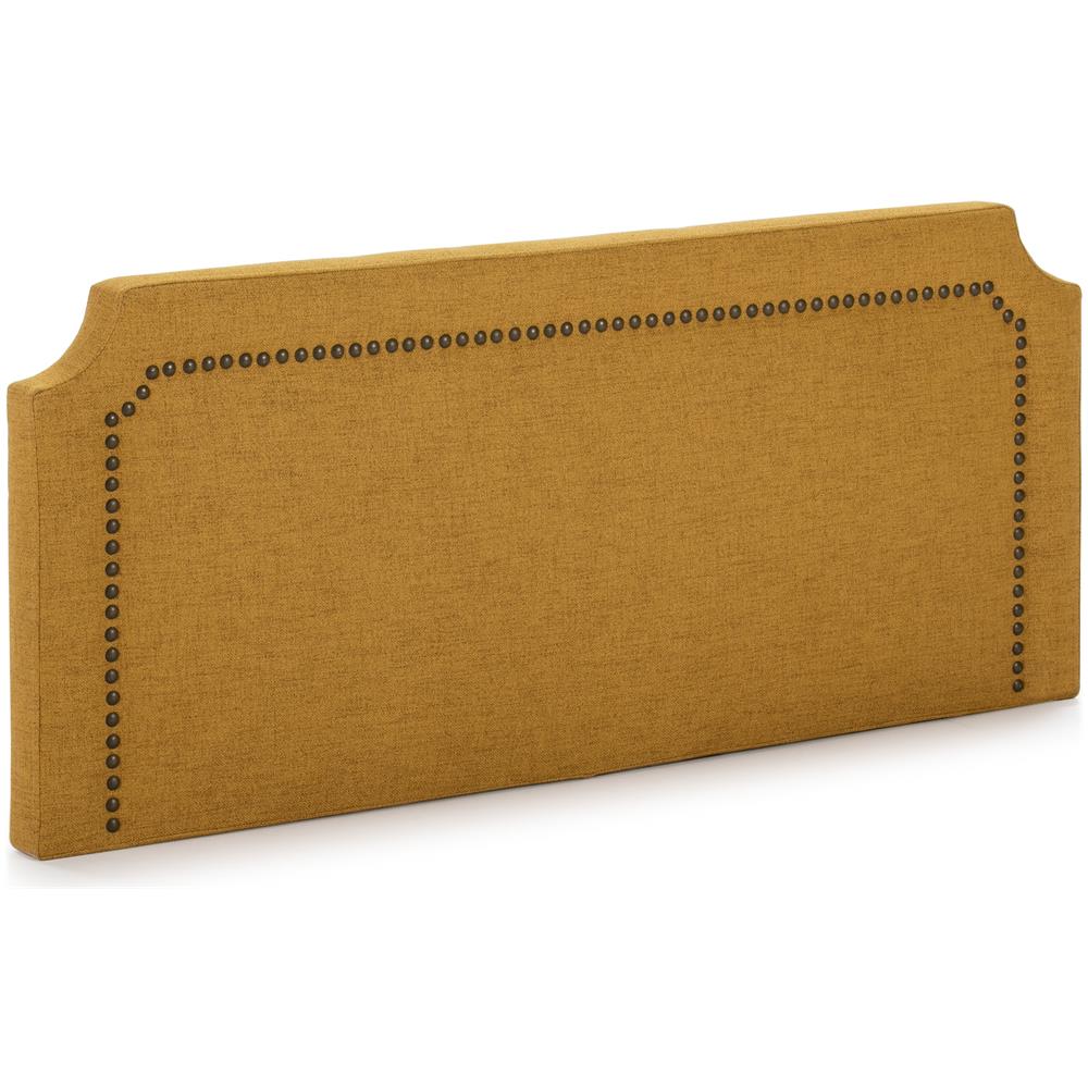 Testata Imbottita Leonor 140x60cm Senape, Borchie Marrone, Spessore Totale Di 8 Cm - Foto 5