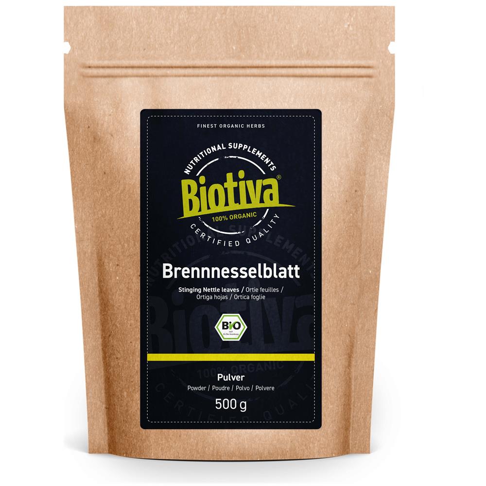 Polvere Di Foglie Di Ortica Bio 500g - Foglie Macinate - 100% Di Erbe Organiche Di Ortica - Imbottigliate E Controllate In Germania (de-öko-005) - Foto 1