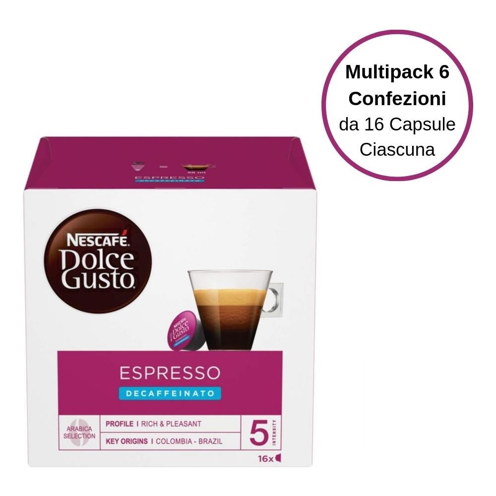 ' Dolce Gusto Espresso Decaffeinato Caffe' In Capsule Multipack 6 Confezioni Da 16 Capsule Ciascuna - Foto 1