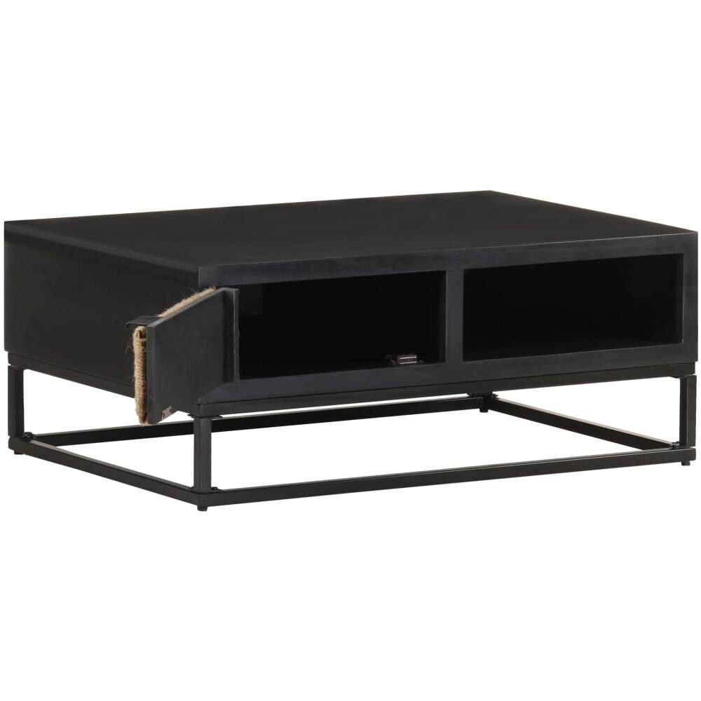 Tavolino Da Salotto 90x60x35 Cm In Legno Massello Di Mango - Foto 2